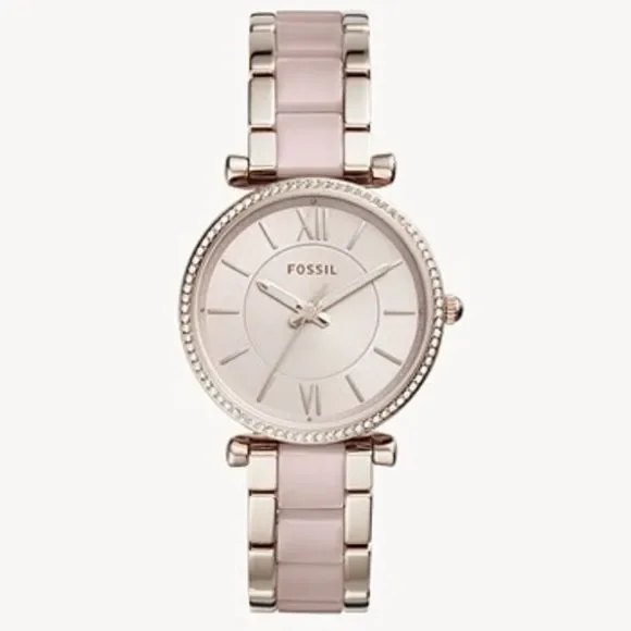 NIB Fossil Carlie Two-Tone Stainless Steel Watch Carlie Mini Three-Hand Two-Tone Stainless Steel Watch  main image 2
